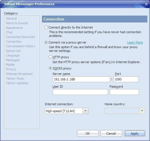 استفاده از پروکسی سرور برای MSN Messenger
