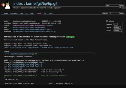 تست تراشه های Intel Clearwater Forest Xeon در پچ لینوکس