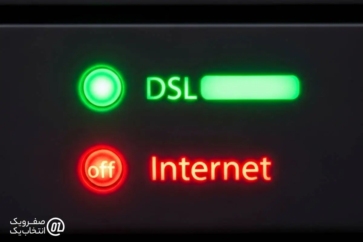 چراغ Internet روشن نمیشود یا قرمز است (درحالی که چراغ DSL روشن و ثابت است)